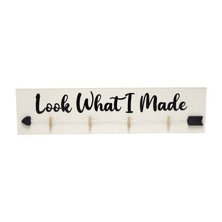 ELEGANT DESIGNS Hanging 4 Photo Frame with Clips Hearted Arrow and Look What I Made in Black Text, Gray Wash HG2038-GLM